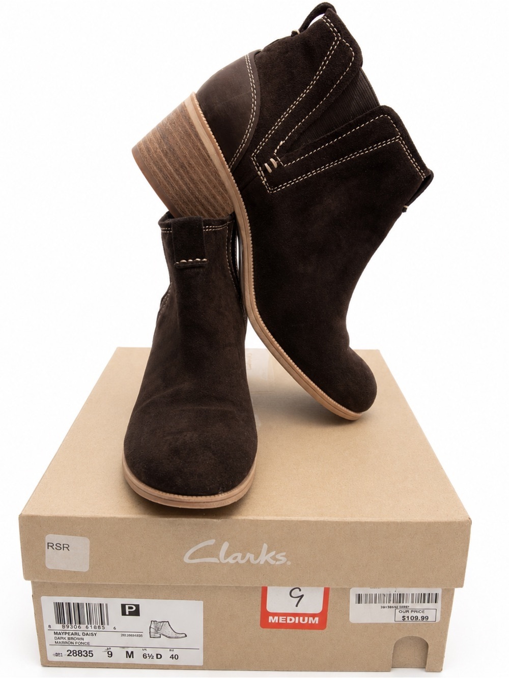 Clarks Maypearl Daisy Suede Ankle Boots-Women’s Size 9M